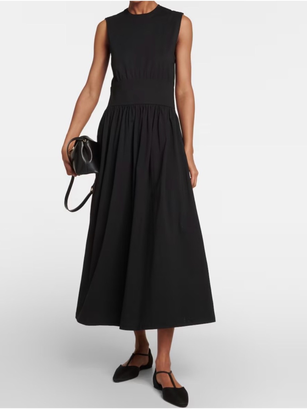 Toteme Black Sleeveless Midi Dress | Crew Neck | Minimalist | Size S